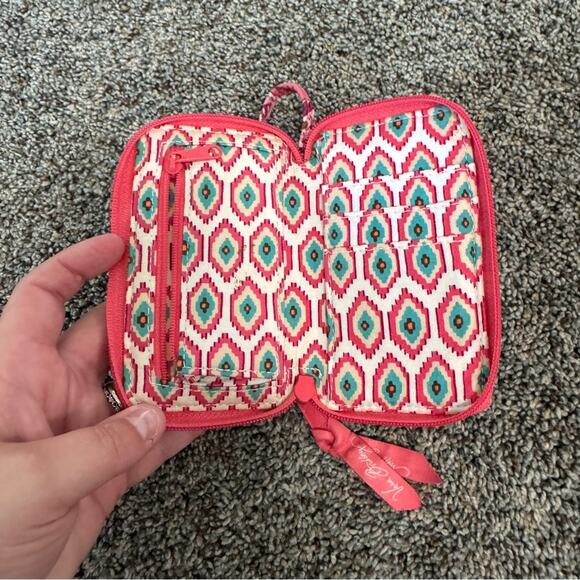 Vera Bradley Call Me Coral Pink Coin Purse Wristlet w/ Zipper & Clear Card Slot - Picture 9 of 14